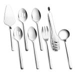 KINGSTONE Large Hostess Serving Utensils Set, 18/10 Stainless Steel Heavy Duty 10-inch Serving Utensils, Slotted Spoons, Forks, Tongs, Cake Pie Server for Buffet, Wedding, Party