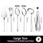 KINGSTONE Large Hostess Serving Utensils Set, 18/10 Stainless Steel Heavy Duty 10-inch Serving Utensils, Slotted Spoons, Forks, Tongs, Cake Pie Server for Buffet, Wedding, Party