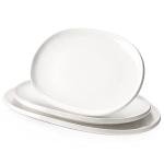 DOWAN Large Serving Platter, 16"/14"/12" Porcelain Platters for Entertaining Wedding Party, White Oval Plates Set of 3, Serving Dishes for Serving Food, Housewarming Gifts