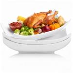 Gomakren Serving Platters Serving Bowls Set Turkey Serving Platter Porcelain Serving Dishes For Entertaining Special Curved Deep Large Thanksgiving Christmas Dishes Gifts Set of 3 White 12 Inch