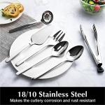 KINGSTONE Large Hostess Serving Utensils Set, 18/10 Stainless Steel Heavy Duty 10-inch Serving Utensils, Slotted Spoons, Forks, Tongs, Cake Pie Server for Buffet, Wedding, Party