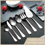 Berglander Silverware Serving Set 6 Pieces, Stainless Steel Serving Spoons Set, Flatware Serving Set, Serving Utensils Set Easy to Clean and Dishwasher Safe