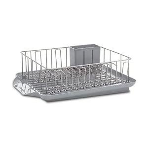 Farberware 3-Piece Large Capacity Dish Drying Rack Set with Drainboard and Utensil Holder, Rust-Resistant Kitchen Counter Dish Drainer