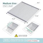 Ohuhu Over Sink Dish Drying Rack, Silicone Wrapped 17.6" W x 15.4" L Large Over The Sink Roll Up Dish Drainer - Foldable Sink Drying Rack Rolling Drain Mats Anti-Slip Multipurpose for Kitchen Counter