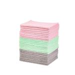 Amazon Basics Microfiber Cleaning Cloths, Ultra Soft and Absorbent, Free from Streaks/Lint/Scratch for Cars, 16" x 12", Green/Gray/Pink, 24-Pack