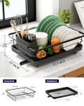 Kitsure Dish Drying Rack for Kitchen Counter, Stainless Steel Sink Organization and Storage Essentials with Cutlery Holder, Home and Appartment Decor, 12''W x 15.5''L, Black