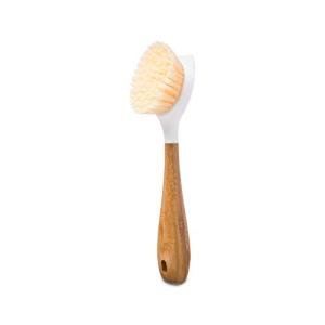 Full Circle Be Good-Bamboo Handle Dish Brush–Sustainable Kitchen Cleaning with Tough Bristles-Natural Dish Scrubber,Nonstick & Cast Iron Cleaner-Long Handle Brush for Dishes,Pots, and Pans,White