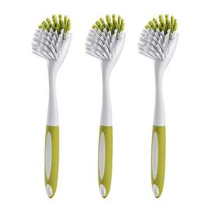 Dish Brush, Dish Scrubber & Kitchen Scrub Brush for Dishes, Pots, Pans, Sink, Cast Iron, Yellow-Green 3 Pack