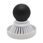KitchenAid Palm Brush with Dish Tray to Keep Countertops Dry and Clean, Durable Nylon Bristles for Tough Cleaning, Dishwasher Safe, 2 Piece, Black