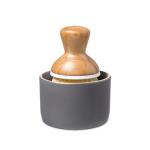 Full Circle Bubble Up Bamboo Dish Brush & Ceramic Soap Dispenser-Family Safe, Formaldehyde-Free-Kitchen Scrub Brush for Dishes, Nonstick & Cast Iron,Gray