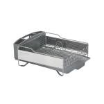 KitchenAid Large Capacity Full Size Rust Resistant Dish Rack with Angled Drain Board and Removable Flatware Caddy, Light Grey