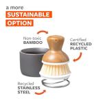 Full Circle Bubble Up Bamboo Dish Brush & Ceramic Soap Dispenser-Family Safe, Formaldehyde-Free-Kitchen Scrub Brush for Dishes, Nonstick & Cast Iron,Gray