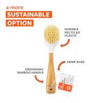 Full Circle Be Good-Bamboo Handle Dish Brush–Sustainable Kitchen Cleaning with Tough Bristles-Natural Dish Scrubber,Nonstick & Cast Iron Cleaner-Long Handle Brush for Dishes,Pots, and Pans,White
