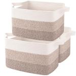 OIAHOMY Storage Basket, Woven Baskets for Storage, Cotton Rope Basket for toys,Towel Baskets for Bathroom - Pack of 3, Gradient Yellow