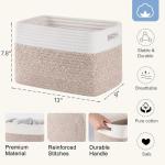 SIXDOVE 4 Pack Storage Baskets for Organizing, Woven Baskets for Shelves - Perfect for Toys, Books, Towels, and Clothes, Durable Gift Basket Bins Toy Storage, 12.7''Lx9''Wx7.8''H, Brown & White