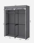 SONGMICS Closet Wardrobe, Portable Closet for Bedroom, Clothes Rail with Non-Woven Fabric Cover, Clothes Storage Organizer, 55.1 x 16.9 x 68.5 Inches, Gray URYG02GY