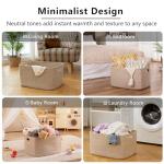 OIAHOMY 75L Large Woven Cotton Rope Storage Basket with Handle for Organizing Blanket and Toys for Living Room, Nursery, Brown Variegated 22”x17”x12”