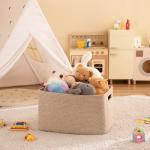 OIAHOMY 75L Large Woven Cotton Rope Storage Basket with Handle for Organizing Blanket and Toys for Living Room, Nursery, Brown Variegated 22”x17”x12”