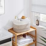 OIAHOMY Storage Basket, Woven Baskets for Storage, Cotton Rope Basket for toys,Towel Baskets for Bathroom - Pack of 3, Gradient Yellow