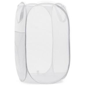 Handy Laundry Collapsible Mesh Pop Up Hamper with Wide Opening and Side Pocket - Breathable, Sturdy, Foldable, and Space-Saving Design for Clothes and Storage (White)