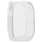 Handy Laundry Collapsible Mesh Pop Up Hamper with Wide Opening and Side Pocket - Breathable, Sturdy, Foldable, and Space-Saving Design for Clothes and Storage (White)