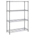 BestOffice | 4-Tier Wire Storage Shelves | 36x14x54 | Chrome | with Adjustable Racks | Heavy-Duty Metal Shelf, Holds Upto 1000 lbs | No-Tool Assembly | Ideal for Home & Garage Shelving