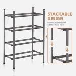 STORAGE MANIAC Expandable Shoe Rack, 8 Pairs Stackable Small Shoe Rack, Metal Adjustable Shoes Organizer for Closet, Entryway, Hallway, Garage, Front Door, Shoes Shelves, Black 2 Tier