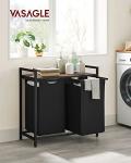 VASAGLE Laundry Hamper, Laundry Basket, Laundry Sorter with 2 Pull-Out and Removable Bags, Shelf, Metal Frame, 2 x 12.1 Gallons (46 L), 28.8 x 13 x 28.4 Inches, Ink Black and Rustic Brown UBLH201B01