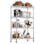M MZG 1000 lbs Storage Shelving Steel Heavy Duty 4-Tier Utility Shelving Unit Steel Organizer Wire Rack for Home,Kitchen,Office,Chrome (13.7" D x 29.5" W x 47.2" H)