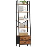 Furologee 5-Tier Ladder Shelf with 2 Drawers,Narrow Bookshelf Storage Shelves,Industrial Bookcase Freestanding Rack Units for Bedroom,Living Room,Bathroom,Home Office,Balcony,Wood Metal,Rustic Brown