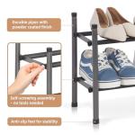 STORAGE MANIAC Expandable Shoe Rack, 8 Pairs Stackable Small Shoe Rack, Metal Adjustable Shoes Organizer for Closet, Entryway, Hallway, Garage, Front Door, Shoes Shelves, Black 2 Tier