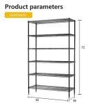 BestOffice | 6-Tier Wire Storage Shelves | 42x16x72 | Black | with Adjustable Racks | Heavy-Duty Metal Shelf, Holds Upto 1500 lbs | No-Tool Assembly | Ideal for Home & Garage Shelving