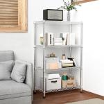 M MZG 1000 lbs Storage Shelving Steel Heavy Duty 4-Tier Utility Shelving Unit Steel Organizer Wire Rack for Home,Kitchen,Office,Chrome (13.7" D x 29.5" W x 47.2" H)
