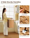 Greenstell Laundry Hamper with lid, No Install Needed, 110L Wicker Laundry Baskets Foldable 2 Removable Liner Bags, 2 Section Clothes Hamper Handwoven Rattan Laundry Basket with Handles, Natural