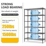 BestOffice | 6-Tier Wire Storage Shelves | 42x16x72 | Black | with Adjustable Racks | Heavy-Duty Metal Shelf, Holds Upto 1500 lbs | No-Tool Assembly | Ideal for Home & Garage Shelving