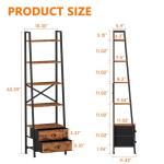 Furologee 5-Tier Ladder Shelf with 2 Drawers,Narrow Bookshelf Storage Shelves,Industrial Bookcase Freestanding Rack Units for Bedroom,Living Room,Bathroom,Home Office,Balcony,Wood Metal,Rustic Brown