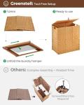 Greenstell Laundry Hamper with lid, No Install Needed, 110L Wicker Laundry Baskets Foldable 2 Removable Liner Bags, 2 Section Clothes Hamper Handwoven Rattan Laundry Basket with Handles, Natural