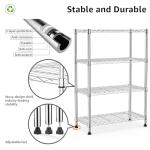 M MZG 1000 lbs Storage Shelving Steel Heavy Duty 4-Tier Utility Shelving Unit Steel Organizer Wire Rack for Home,Kitchen,Office,Chrome (13.7" D x 29.5" W x 47.2" H)
