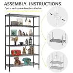 BestOffice | 6-Tier Wire Storage Shelves | 42x16x72 | Black | with Adjustable Racks | Heavy-Duty Metal Shelf, Holds Upto 1500 lbs | No-Tool Assembly | Ideal for Home & Garage Shelving