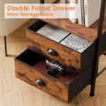 Furologee 5-Tier Ladder Shelf with 2 Drawers,Narrow Bookshelf Storage Shelves,Industrial Bookcase Freestanding Rack Units for Bedroom,Living Room,Bathroom,Home Office,Balcony,Wood Metal,Rustic Brown