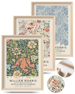 UPWOIGH Framed Wall Art, William Morris Wood Canvas Wall Art,16x12in Cotton Pattern Vintage Poster Wall Decor Aesthetic for Living Room Bedroom, Morris Art-framed-41, 16x12in