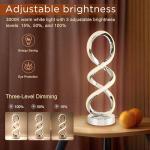 Adebime Modern Spiral RGB Table Lamp, Touch Dimmable Bedside Lamp, 7 Colors 10 Light Modes Spiral Design Table Lamp, Unique Nightstand Lamp for Living Room, Bedroom, Cool Lamps, Sliver