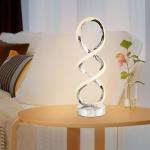 Adebime Modern Spiral RGB Table Lamp, Touch Dimmable Bedside Lamp, 7 Colors 10 Light Modes Spiral Design Table Lamp, Unique Nightstand Lamp for Living Room, Bedroom, Cool Lamps, Sliver