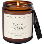Sweet Water Decor Warm and Cozy Soy Candle - Orange Peel, Cinnamon, Ginger and Clove Scented Candles for Home - 9oz Amber Jar + Black Lid, 40+ Hour Burn Time, Made in The USA