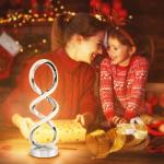 Adebime Modern Spiral RGB Table Lamp, Touch Dimmable Bedside Lamp, 7 Colors 10 Light Modes Spiral Design Table Lamp, Unique Nightstand Lamp for Living Room, Bedroom, Cool Lamps, Sliver