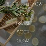 Sweet Water Decor, Be Still and Know, Sea Salt, Jasmine, Cream, and Wood Scented Soy Wax Candle for Home - Christian Candle Gifts for Women - 9oz Clear Jar, 40 Hour Burn Time, Made in The USA