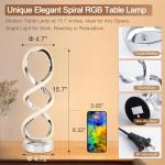 Adebime Modern Spiral RGB Table Lamp, Touch Dimmable Bedside Lamp, 7 Colors 10 Light Modes Spiral Design Table Lamp, Unique Nightstand Lamp for Living Room, Bedroom, Cool Lamps, Sliver
