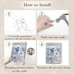 HVEST Farmhouse Floral Wall Art for Living Room, Blue and White Daisy Flower and Butterfly on Rustic Wood Board Canvas Wall Art Framed Artwork Ready to Hang for Bathroom Bedroom Decor, 16L X 12W