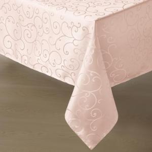 Romanstile Jacquard Rectangle Tablecloth, Waterproof Elegant Damask Curly Floral Pattern Table Cloth, Washable Decorative Polyester Table Cover for Kitchen/Dining/Parties - Pink, 60 x 104 Inch