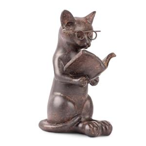 Young's Inc. Cat Figurine - Cute Cat Statue - Whimsical Cat Decor for Cat Lovers - Cat Collectibles and Meditation Decor - Cat with Eye Glasses - 4'' L X 3'' W X 5'' H